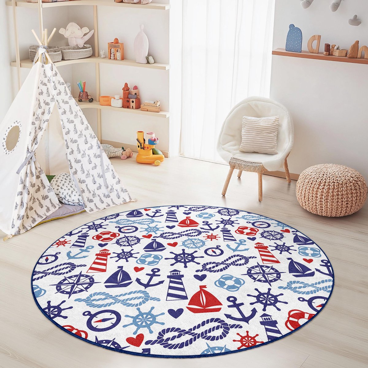 Mila Home - Kindertapijt Rond - Vloerkleed Kinderkamer Tapijt - Speeltapijt - Wasbaar - Antislip - OEKO-TEX Gecertificeerd - 453 1