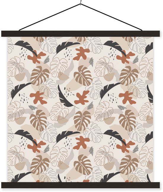 Porte-affiche avec affiche - Affiche scolaire - Été - Feuilles - Abstrait - 120x120 cm - Lattes noires