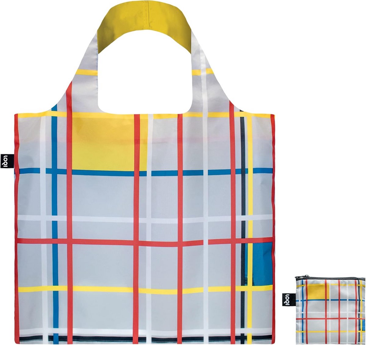 Tote Bag met Grafisch Abstract Kunstontwerp - Primaire Kleuren Blauw Rood Geel