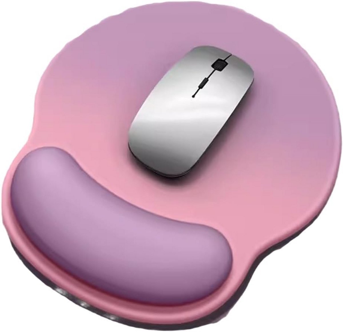 Ergonomische Muismat met Polssteun Traagschuim voor Comfortabel Computerwerk (Roze Paars)