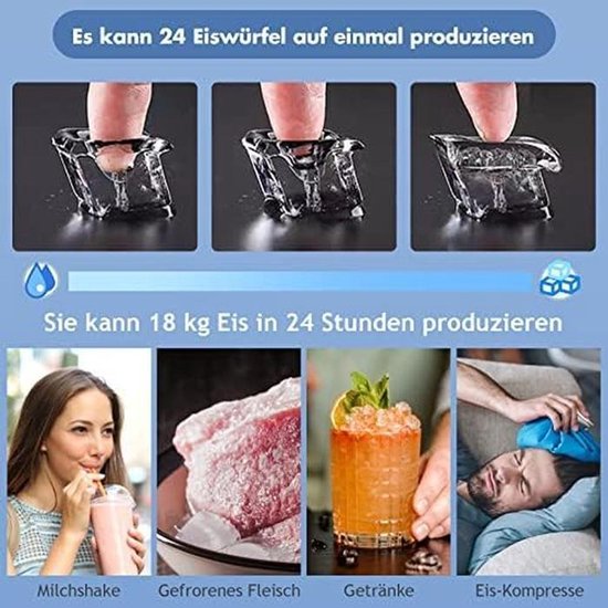 Snelle IJsblokjesmachine 3,2L Capaciteit - 24 Blokjes in 15 Min - Hoge Opbrengst 18kg/Dag van Merkloos — afbeelding 5