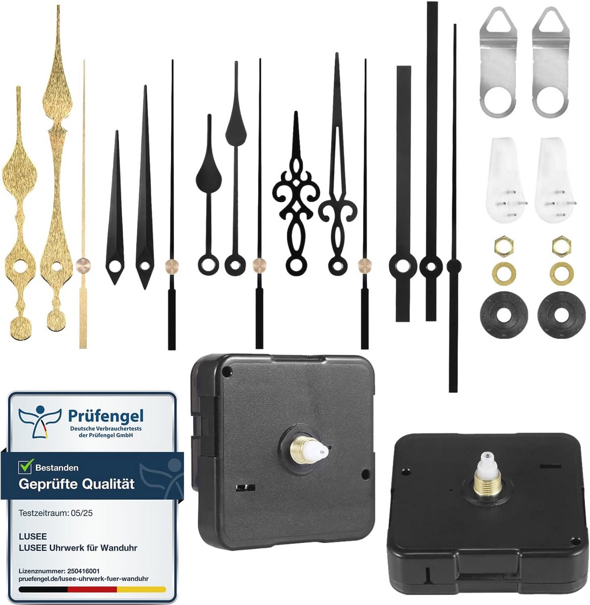 2 Stuks Uurwerkmechanisme Wandklok met 5 Sets Kloknaalden voor Vervangende Wandklok