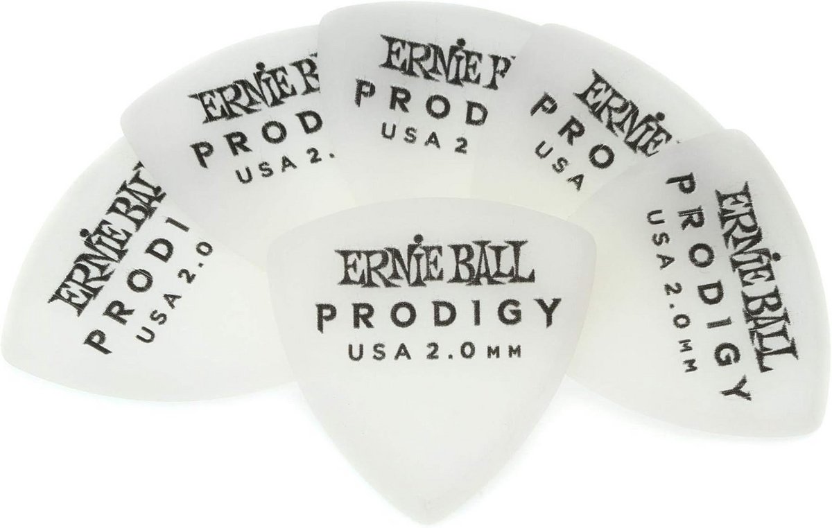 Gitaar Plectrums Set van 6 - 2.0 mm - Wit - Grote Schild Vorm - Hoge Precisie