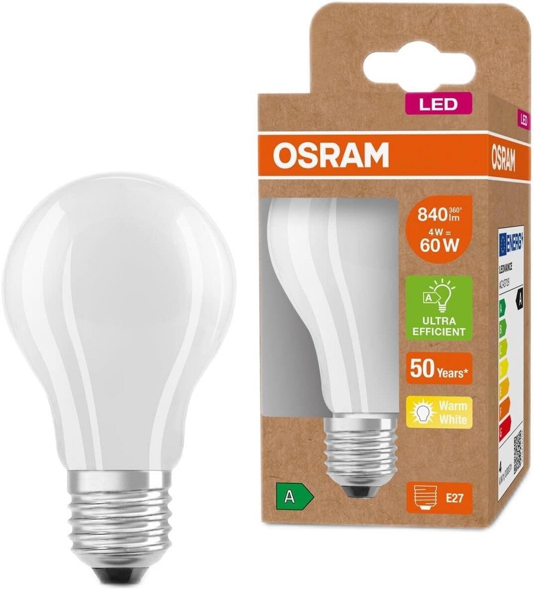 LED Energielamp Frosted Glas E27 Warm Wit 4W Vervangt 60W (6 Stuks)