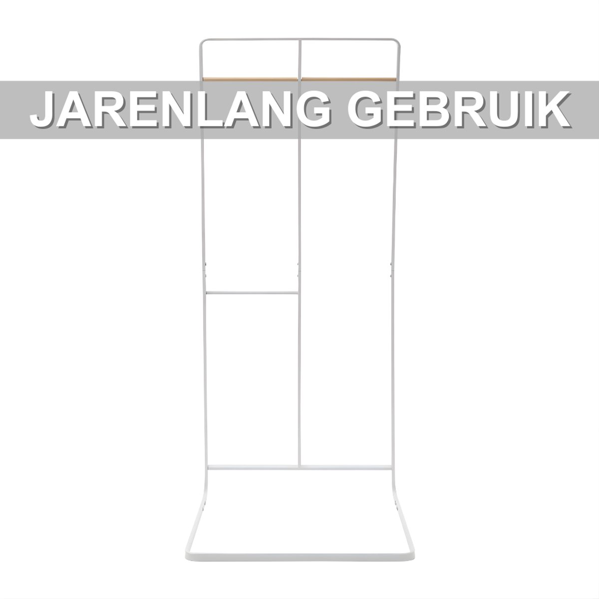 Kapstok met bank - Kledingrek - Schoenenrek - Voor kledingopslag en schoenen - Multifunctioneel - Met haken en bankje - Wit – foto 3