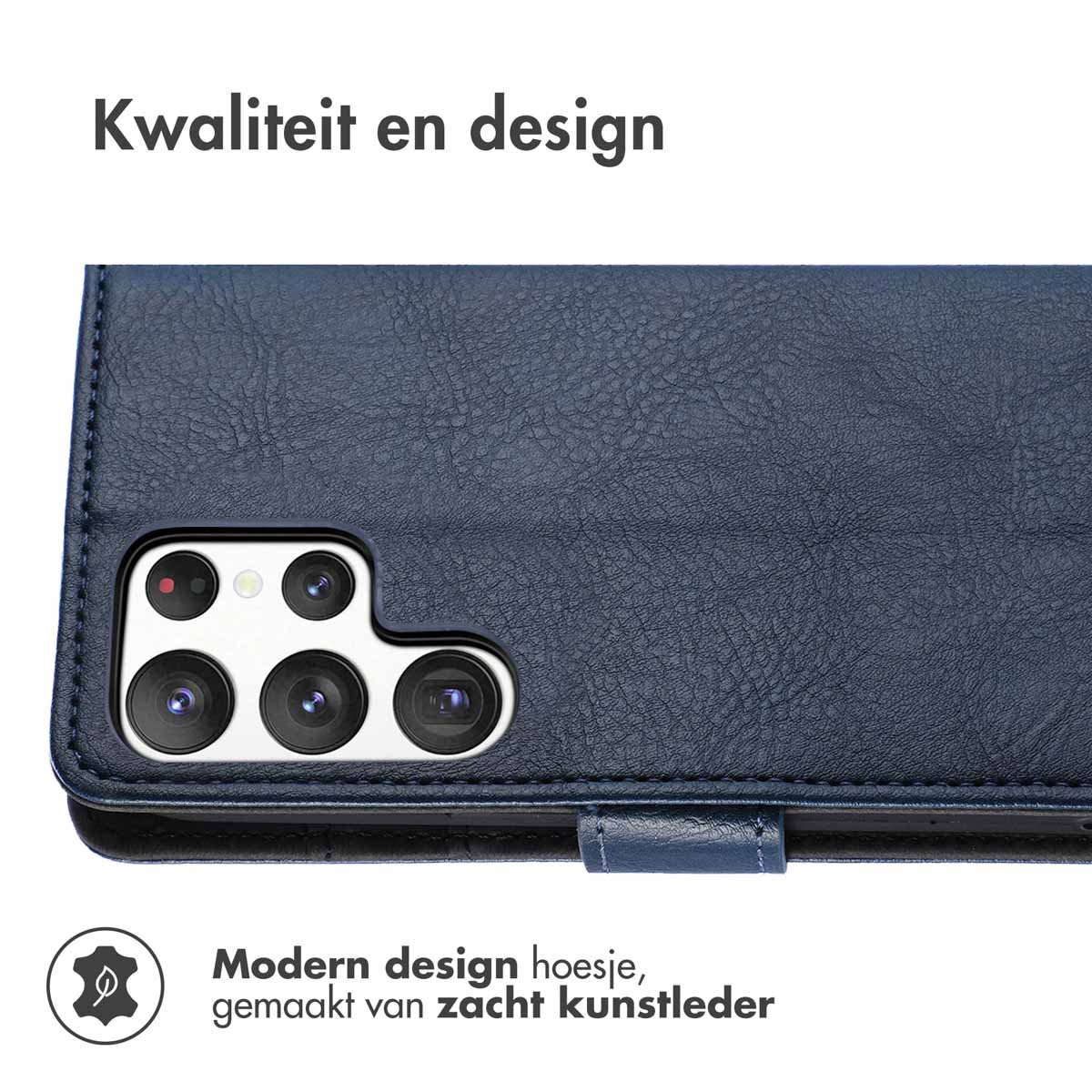 imoshion Hoesje - Geschikt voor Samsung Galaxy S23 Ultra - Luxe Bookcase - Donkerblauw