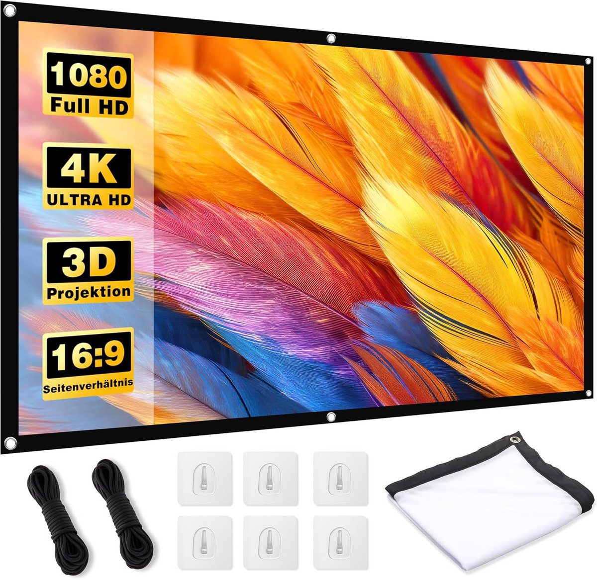 100 Inch Projectiescherm 16:9 HD Mobiel en Vouwbaar voor Buiten en Thuisbioscoop