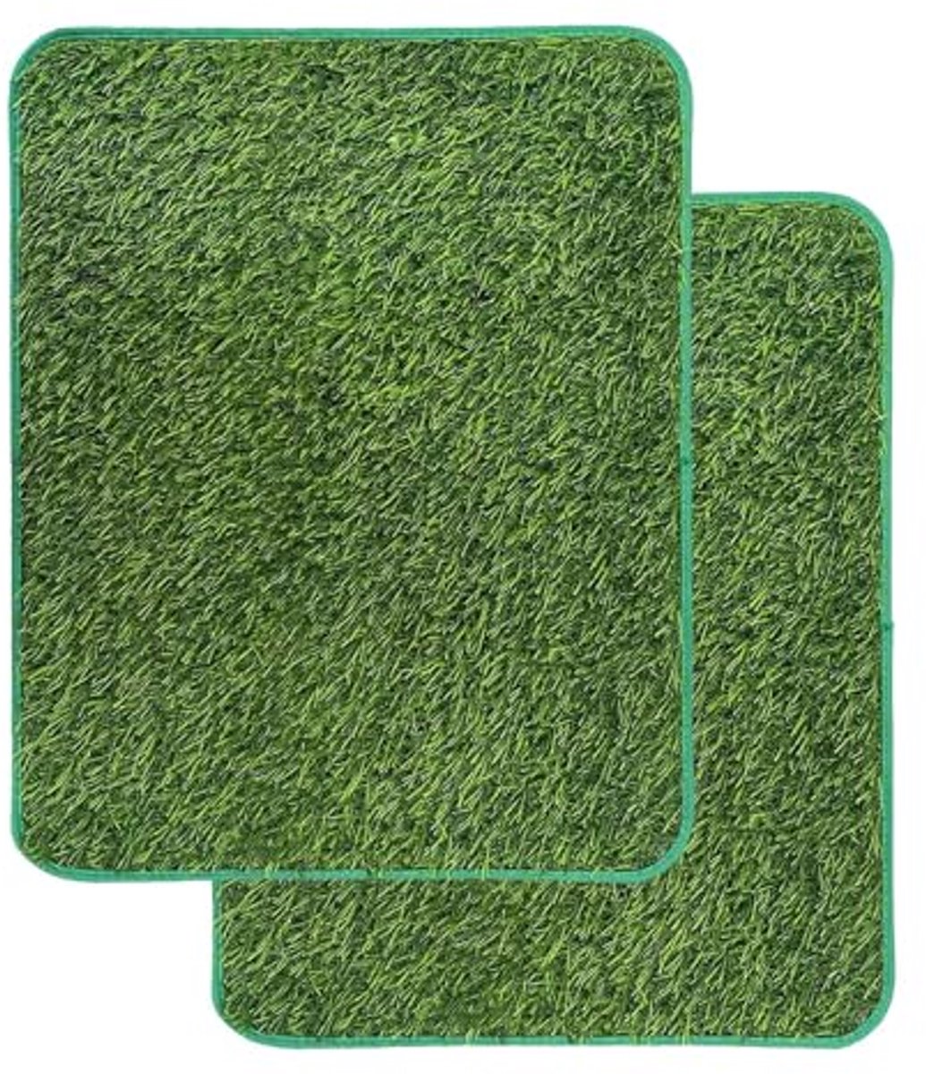 Hondentoiletmat Van Kunstgras, 2 Stuks, Wasbaar, Groen, 46 cm X 36 cm, Voor Binnen/Buiten, Balkon, Ademende Grasmat Voor Puppytoilet