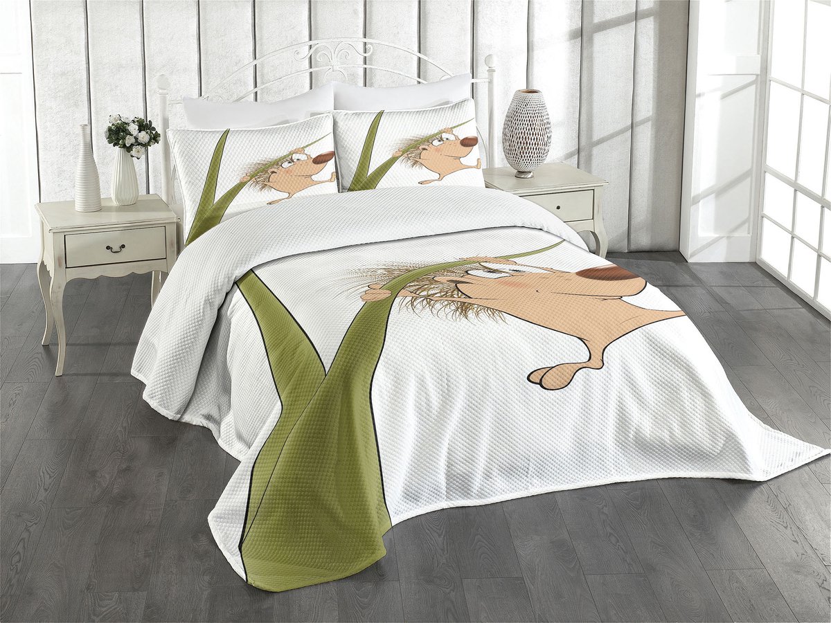 ABAKUHAUS Egel sprei-set – 3-delig 220x220 cm – tan bruin groen