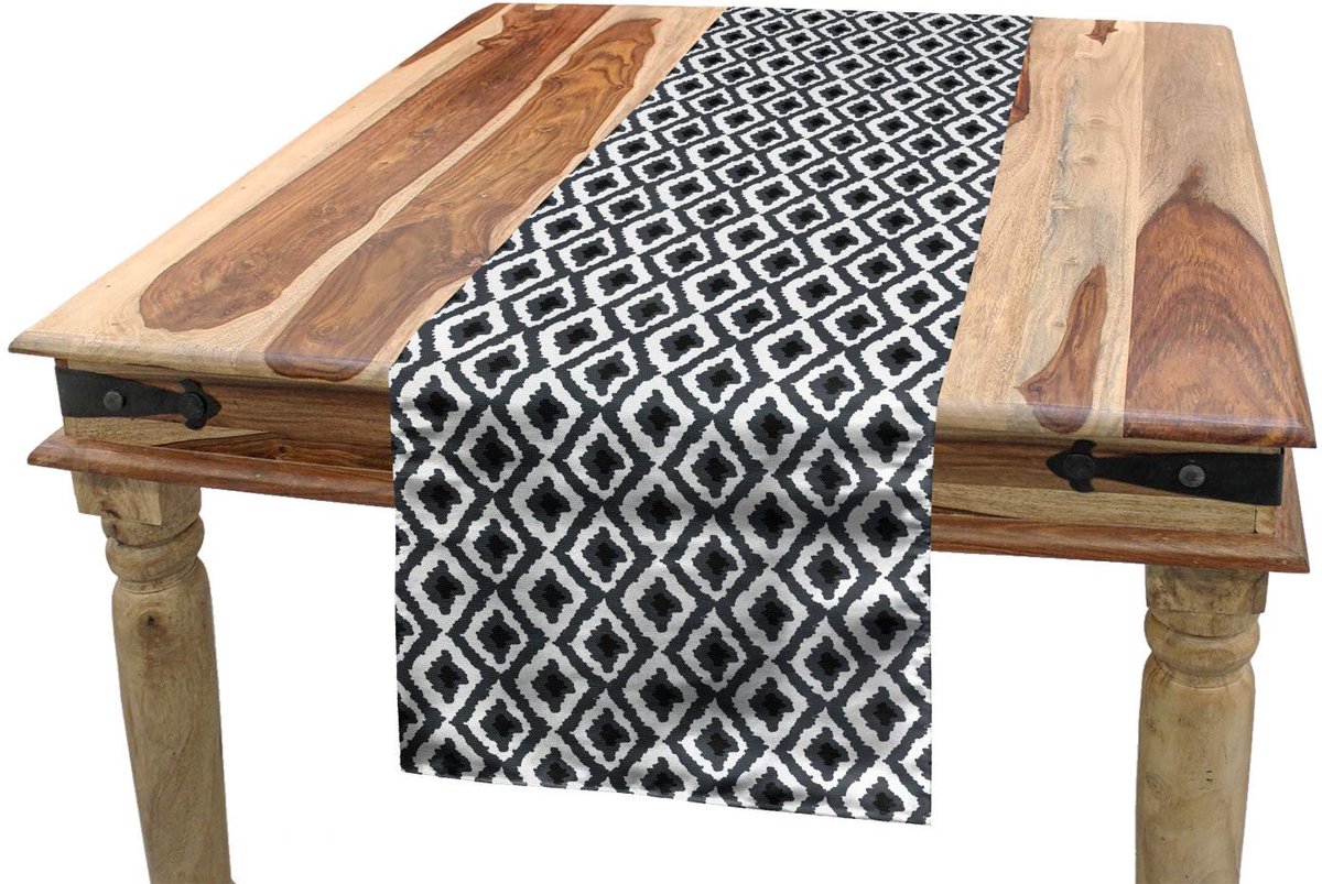 ABAKUHAUS Tafelloper Geometrisch – Rhombus, Zigzag, 40x225 cm, Grijs