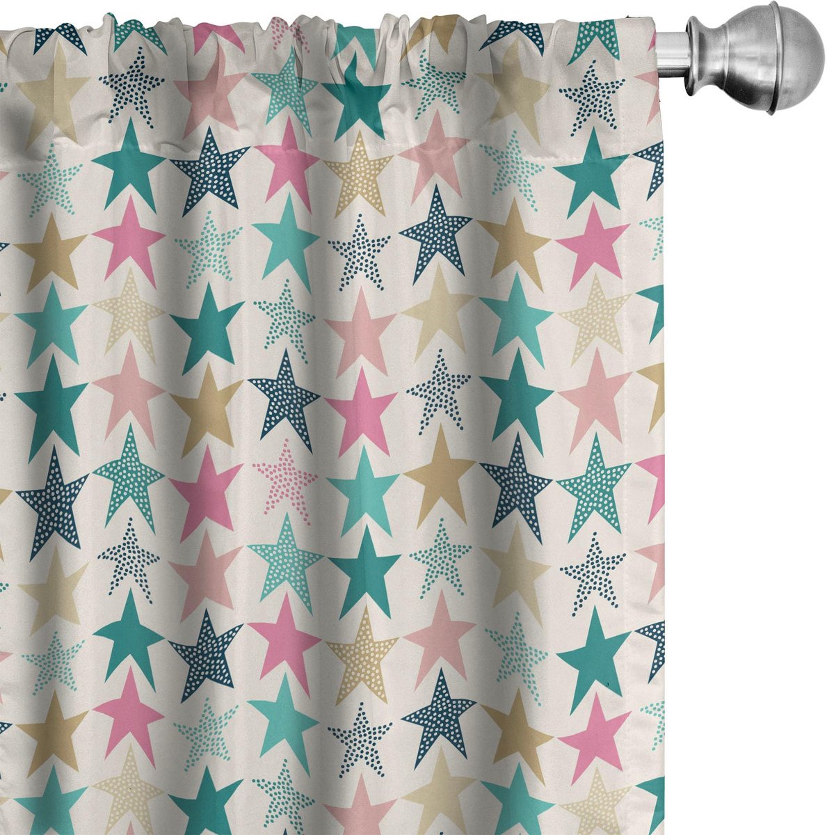 ABAKUHAUS Voorhangen – Retro Doodle Sterren – 2x75x245 cm – Meerdere kleuren Mehrfarbig