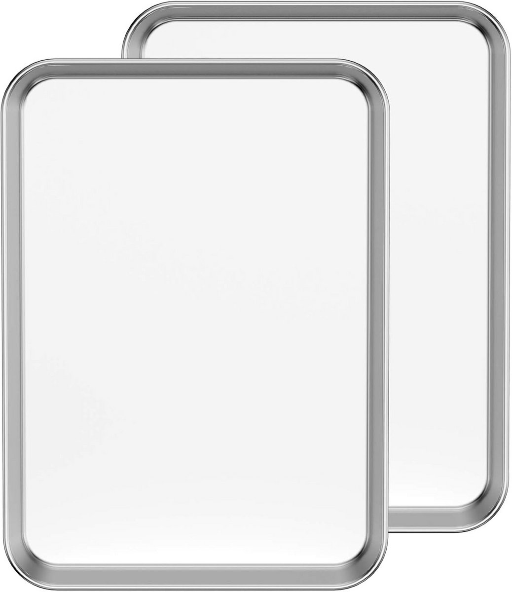 Bakplaat set van 2 roestvrijstalen ovenplaten met antiaanbaklaag 31 5 x 24 5 cm vaatwasmachinebestendig