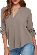 Chiffon Blouse V-Hals voor Dames - Casual Werk Tops Plus Size
