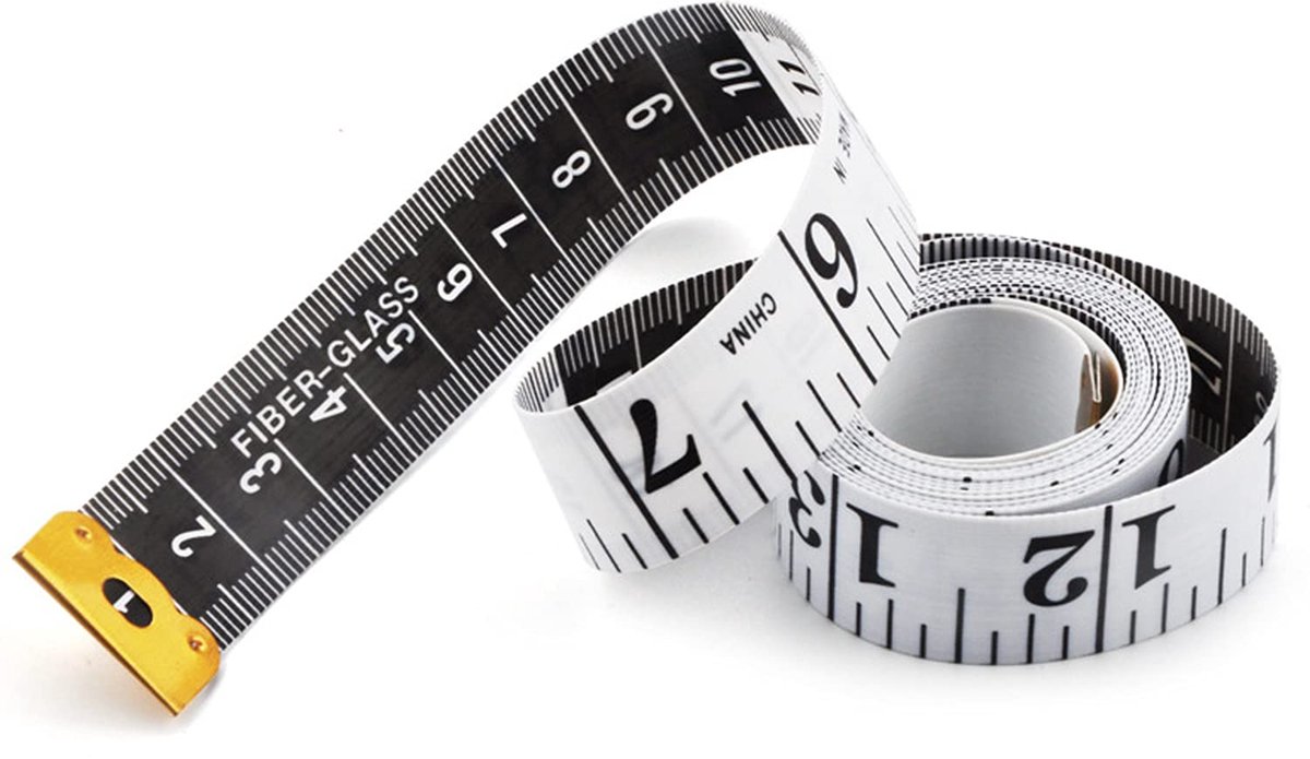IMPERATORIS® Meetlint - Flexibel - Omtrekmeter - Lichaam - Naaiwerk - DIY Centimeter Meetlint - 1 Stuk - zwart / wit - 150 cm