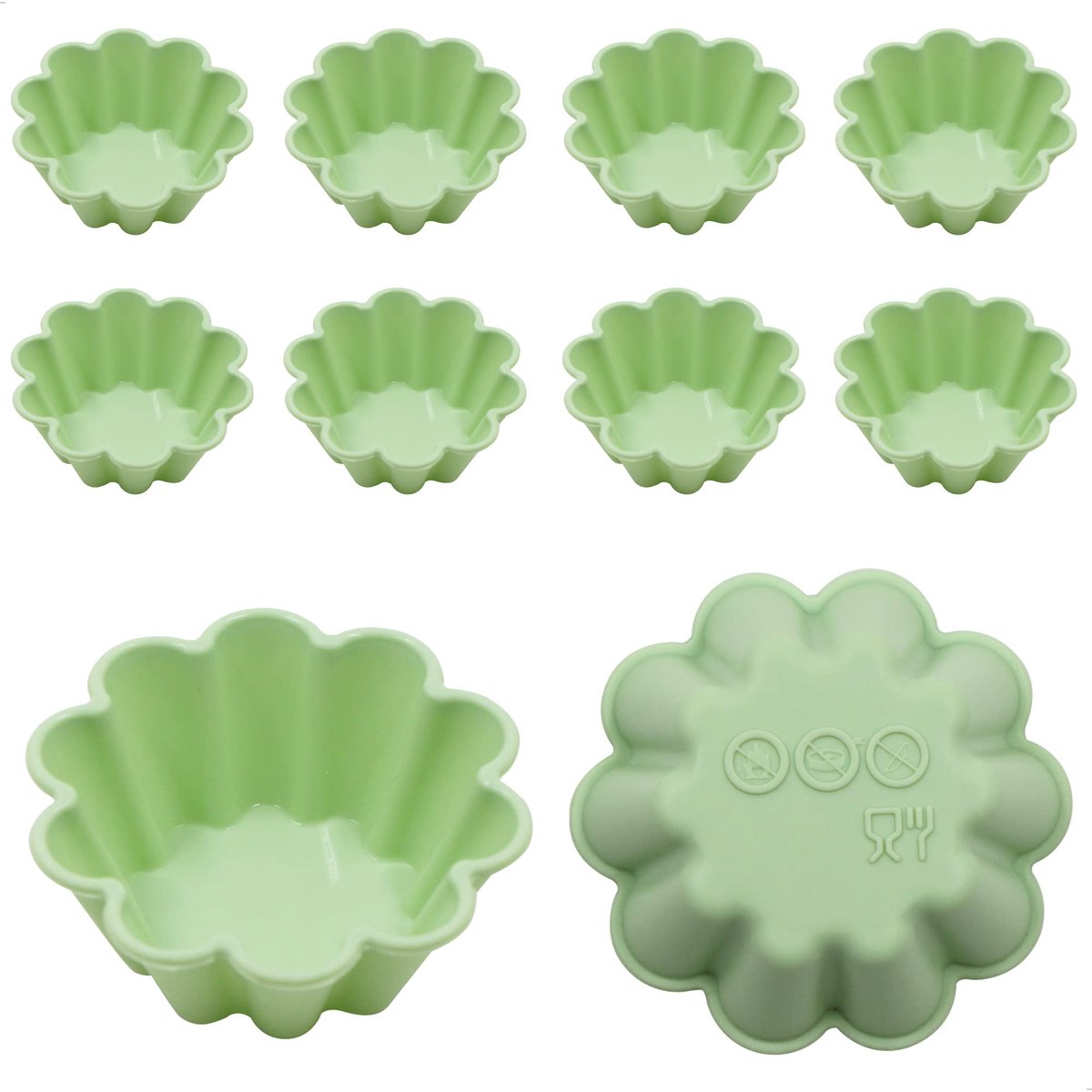 Unyqoos® Set van 10 siliconen bakvormen voor mini-cake, taart en quiche