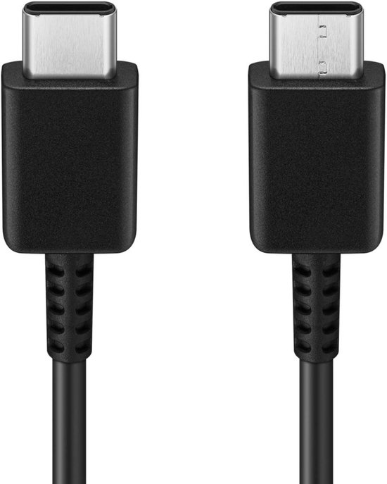 Zwarte USB-C kabel met twee uiteinden.
