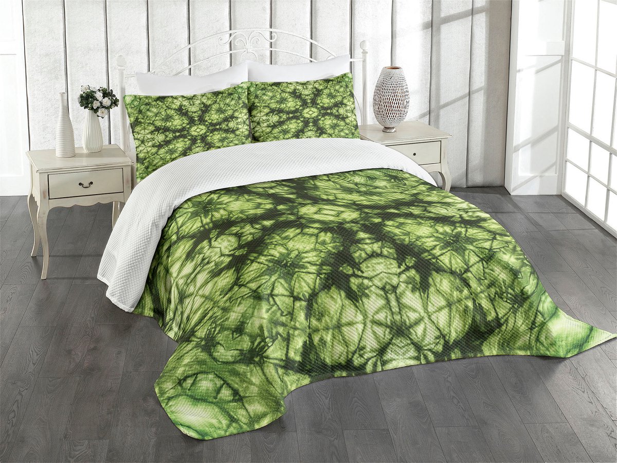ABAKUHAUS – Groene dagdekbed-set 3-delig – 220 x 220 cm + 2 kussens