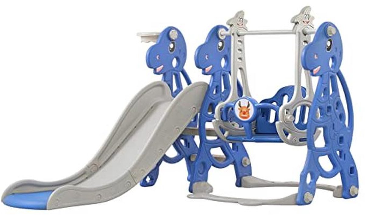 Opvouwbare 4-in-1 kinderglijbaan met schommel voor binnen en buiten