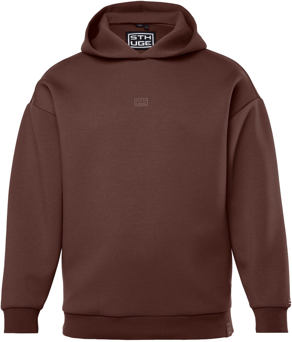 STHUGE - Heren - Hoodie trui met capuchon - Donkerbruin - Maat 7XL