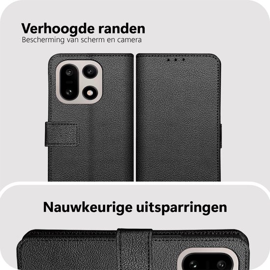 Cazy hoesje geschikt voor OnePlus 15 Hoesje met Pasjeshouder - Bookcase Classic - Zwart