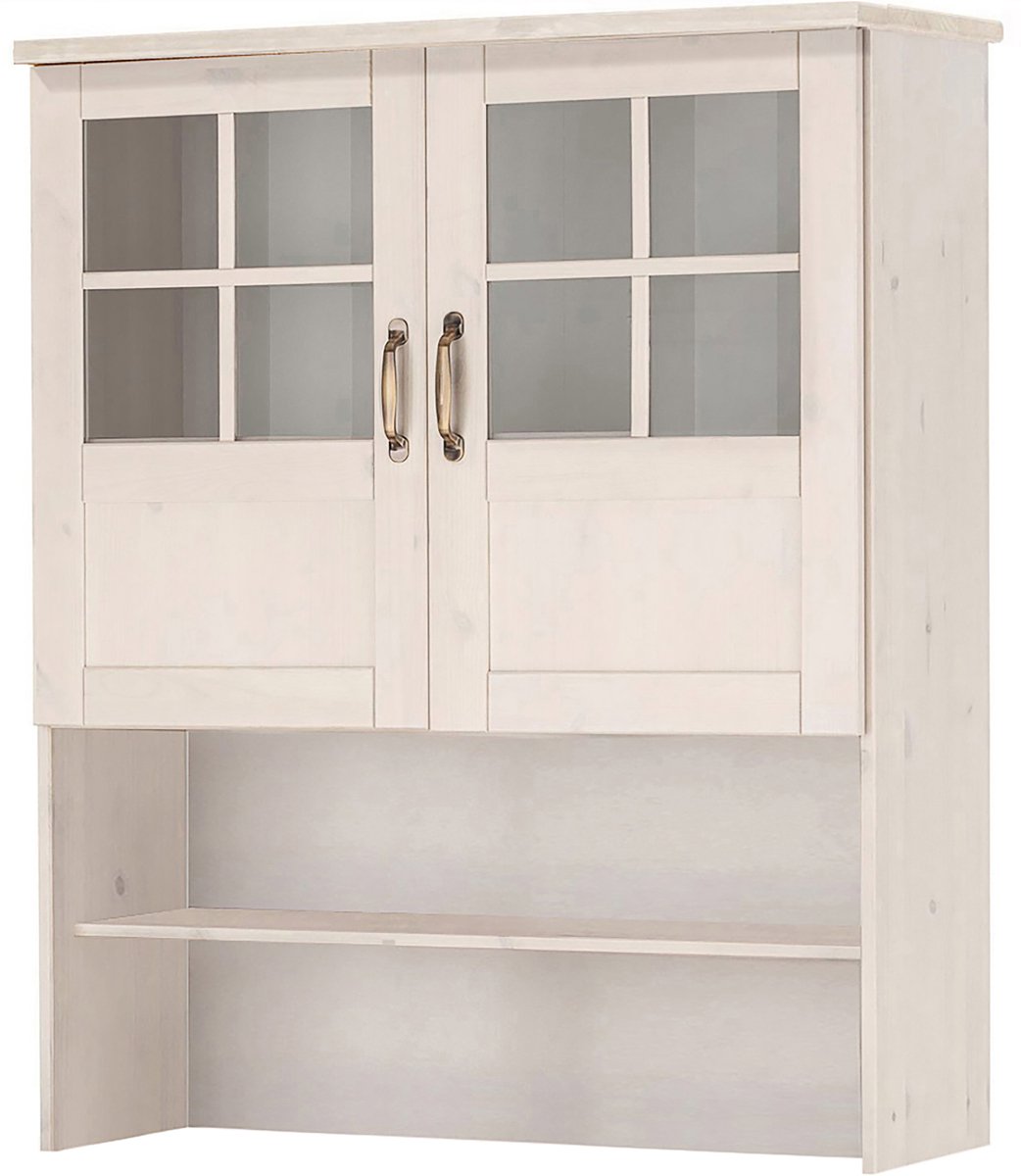 Alby-Vitrinekast - 2 Glasdeuren - Wit Grenen