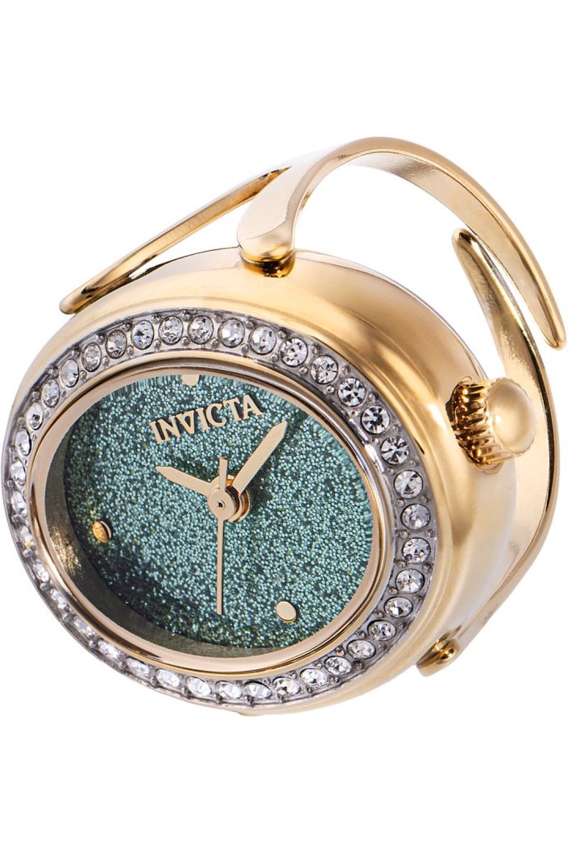 Invicta Mini 49602 Dames Horloge - Waterdicht - Analoog - Quartz Uurwerk - Roestvrij Staal met groene Wijzerplaat - 24mm