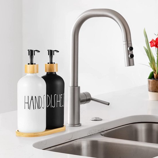GLADPURE Zeepdispenser - 2 stuks, 18oz antiek ontwerp dikke glazen handzeepdispensers; met 304 roestbestendige roestvrijstalen pomp, 6 stuks doorzichtige stickers, voor keuken, badkamer GLADPURE Zeepdispenser - 2 stuks, 18oz antiek ontwerp dikke glazen handzeepdispensers; met 304 roestbestendige roestvrijstalen pomp, 6 stuks doorzichtige stickers, voor keuken, badkamer
