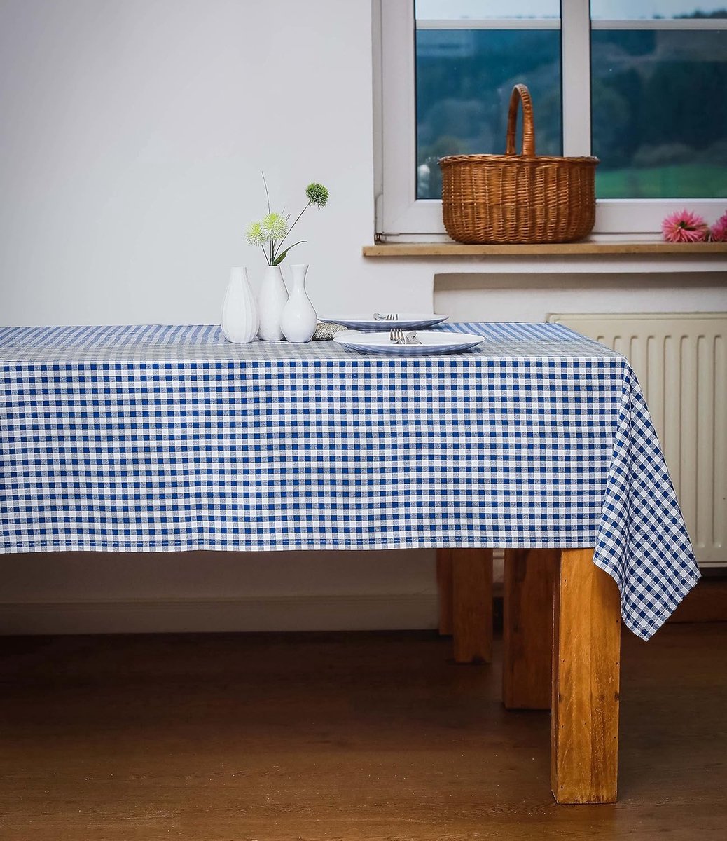 Stunq® tafelkleed, donkerblauw/wit, 140 x 220 cm