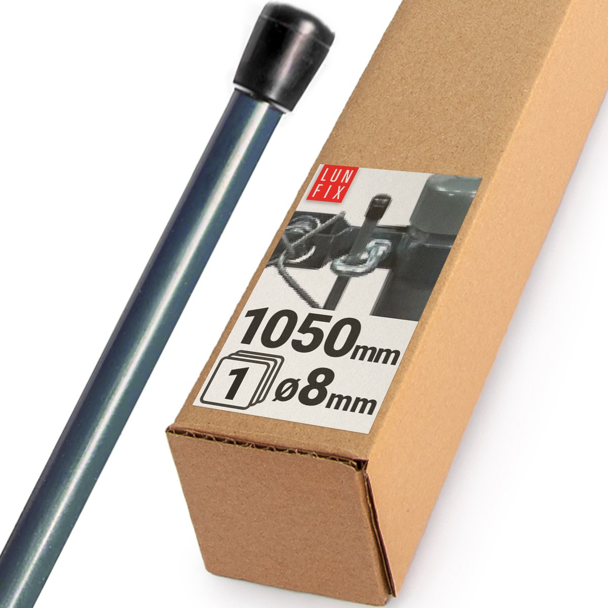 LUN FIX - Gaas spanstaaf hekspanner - 1050 x 8 mm - PVC gecoat - antraciet