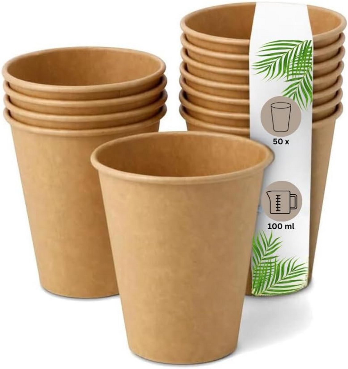 50 Eco-Vriendelijke Kartonnen Espresso Bekers - 100 ml - Ongebleekt Bruin