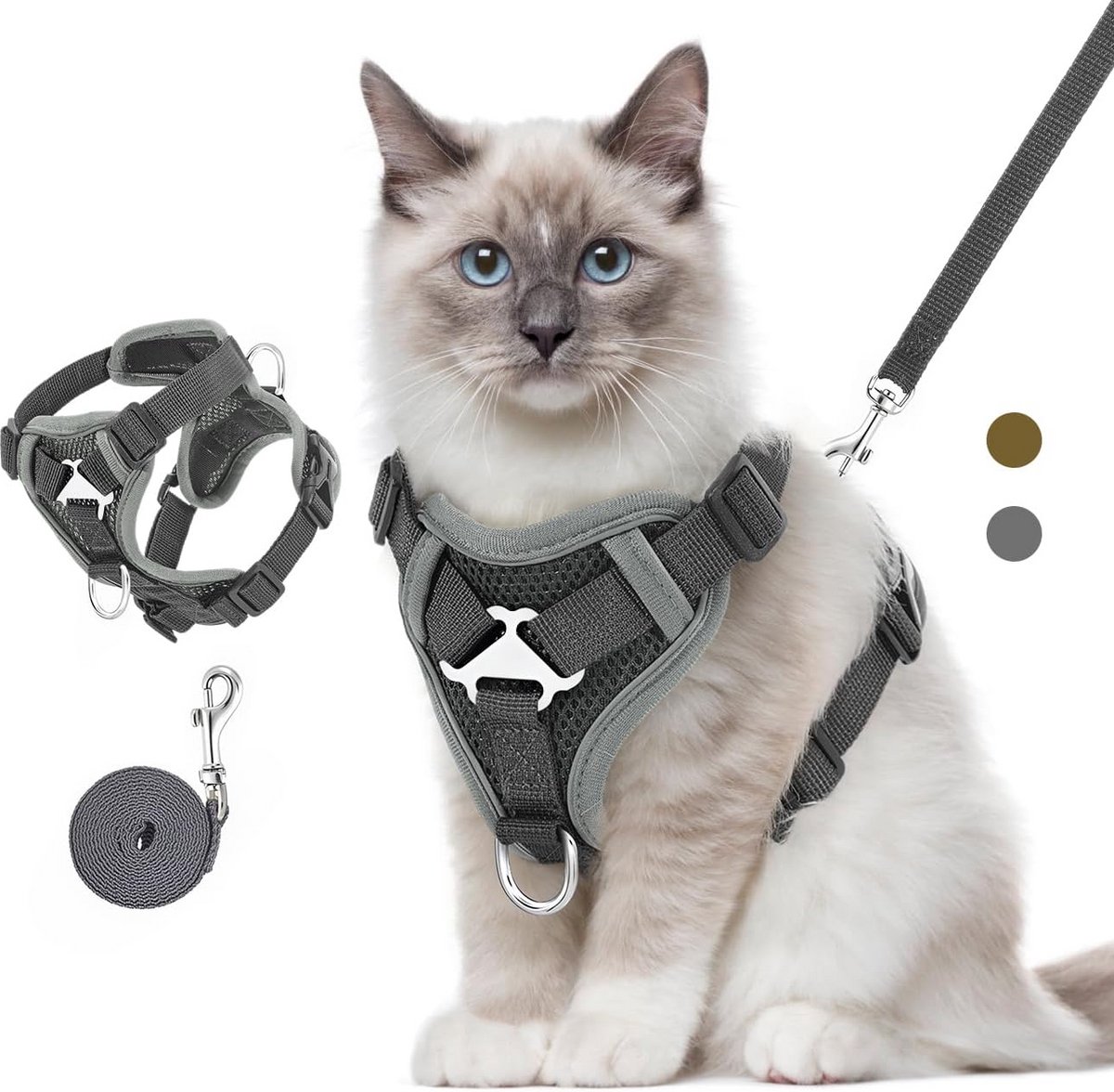 Verstelbaar Kattenharnas met Lijn voor Wandelen Zachte Vest voor Kittens en Puppy's