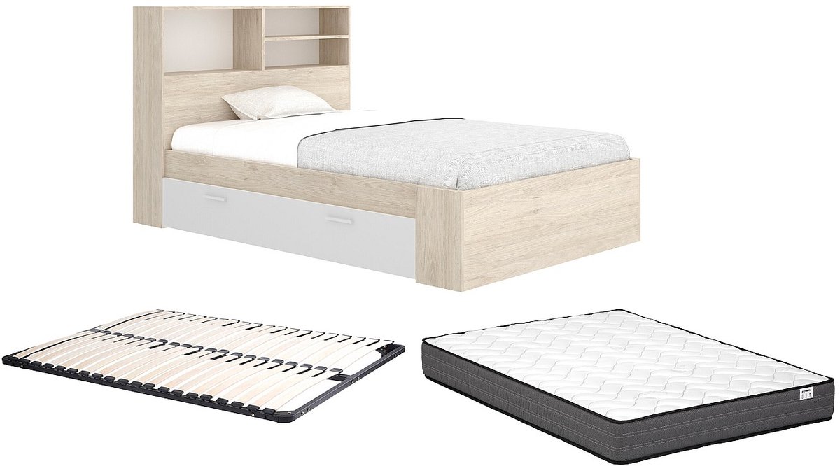 Vente-unique Bedframe hout natuurlijk licht 120 x 190 cm