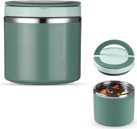 Récipient alimentaire isolé de 1000 ml en acier inoxydable avec poignée, adapté pour que les enfants gardent les aliments chauds.