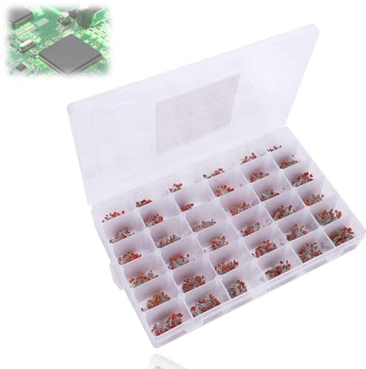 3600 stuks keramische condensator 36 specificatie in-line 1pF ? 100nF 50V classificatie boxkit, monolithische meerlagige keramische chipcondensatorassortimentkit, keramische condensatorset