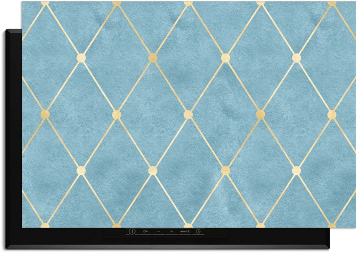 KitchenArt - Azure Line Grid - Inductie Beschermer - 90x52 cm - Kookplaat Beschermer - Luxe Afdekplaat Inductieplaat - Anti-slip & Oprolbaar - Beschermmat Inductiekookplaat