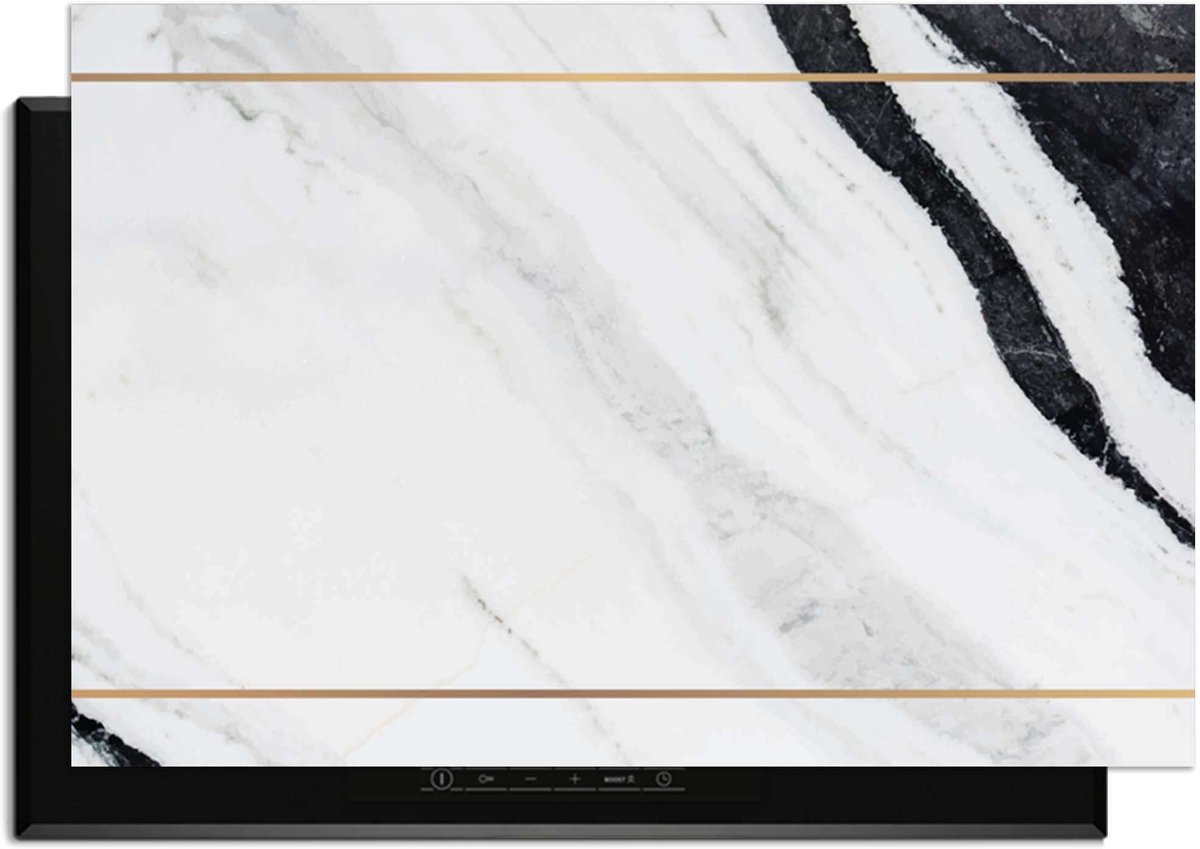KitchenArt - Marble Modern - Inductie Beschermer - 90x52 cm - Kookplaat Beschermer - Luxe Afdekplaat Inductieplaat - Anti-slip & Oprolbaar - Beschermmat Inductiekookplaat