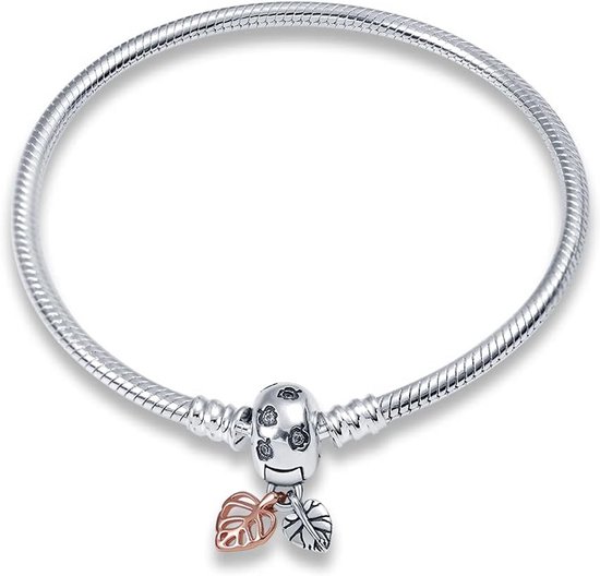 Bracelet à Chaîne Serpent en Argent avec Fermeture de Style Pandora pour Breloques Européennes