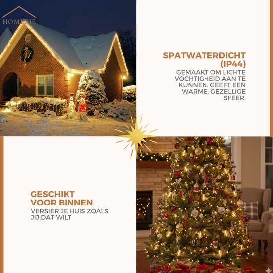 Cordon lumineux Homezie 36 mètres avec 60 ampoules LED | Étanchéité | Blanc chaud | Liable et gradable | guirlande lumineuse | Éclairage de jardin | Guirlande lumineuse | Cordon lumineux à l'extérieur | Câble de piqûre
