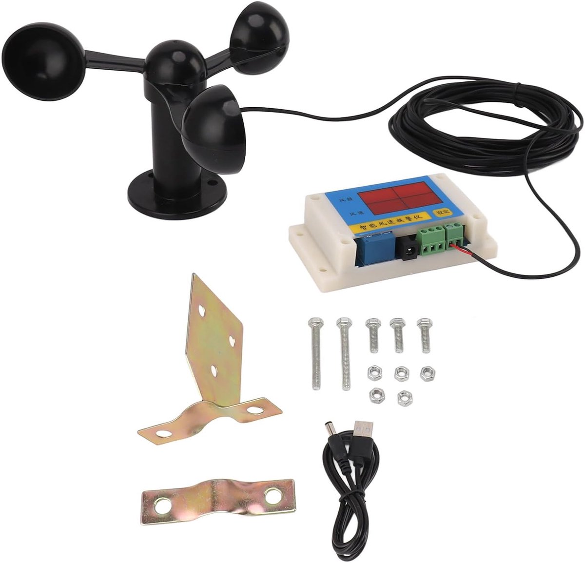 3 Blades Tower Crane Anemometer - USB 5V - Hoogwaardige Nauwkeurigheid - Wind Snelheid Alarm Apparaat - Buiten Gebruik