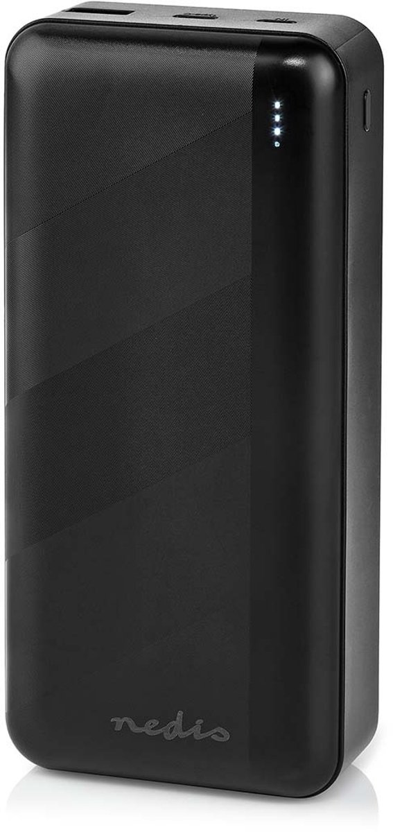 Nedis Powerbank - 30000 mAh - 1.5 / 2.0 / 3.0 A - Outputs: 2 - Output: 1x USB-A / 1x USB-C™ - Inputs: 1x Micro USB / 1x USB-C™ - PD3.0 20W - Lithium-Polymeer