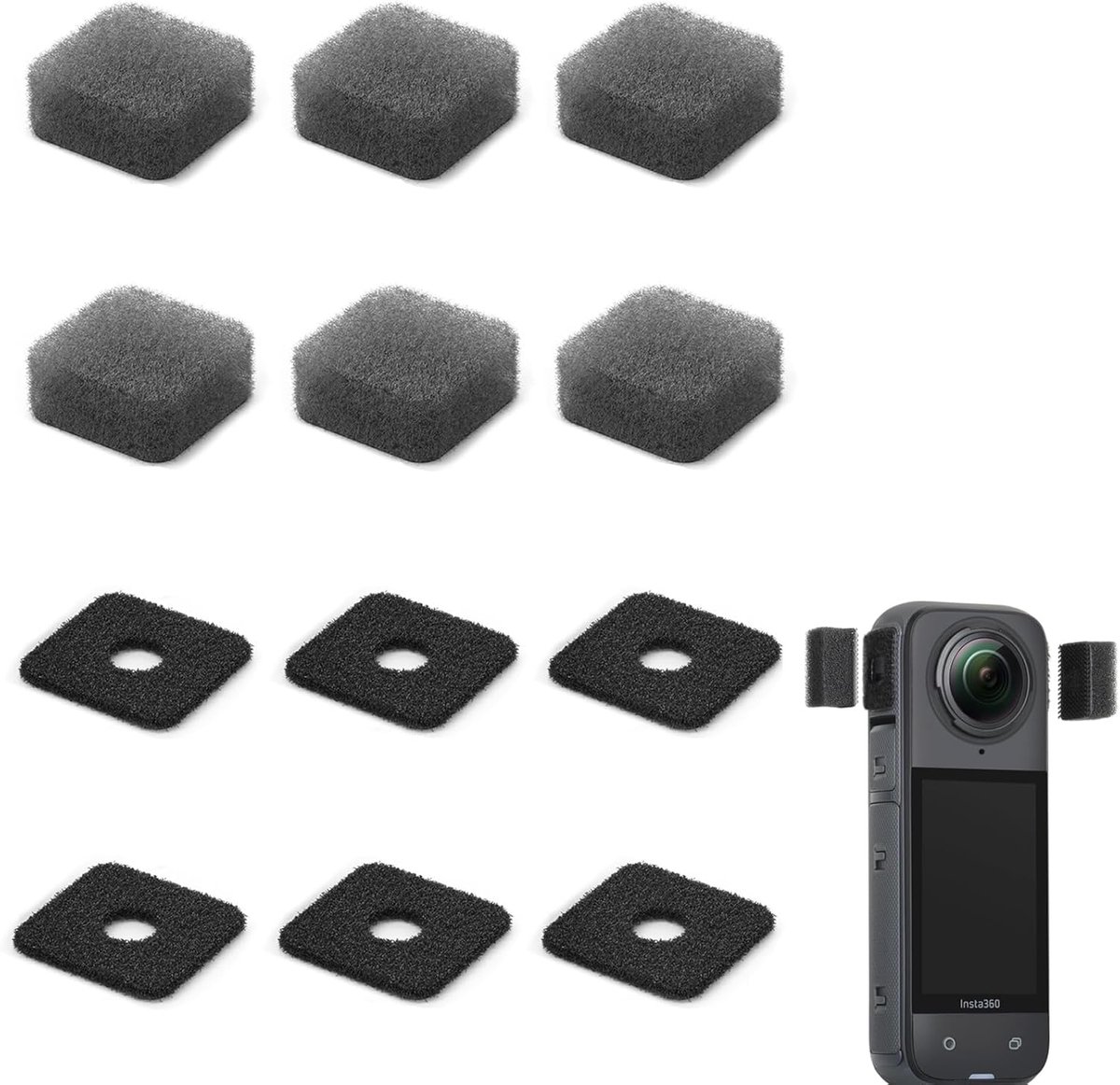 Microfoon Wind Muff Set van 6 - Compatibel met Insta360 X4 Camera - Buiten Windgeluid Annulerende Cover voor Insta360 X3 Camera
