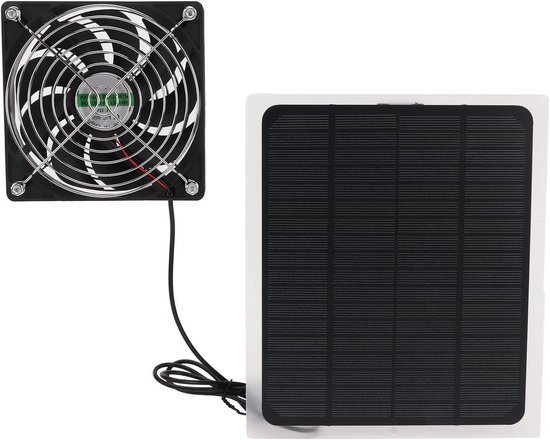 Waterdichte ventilatorset op zonne-energie, 100W zonnepaneel ronde ventilatiebehuizing Afzuigventilator voor kas, kippenhok, schuur, garage, zolder