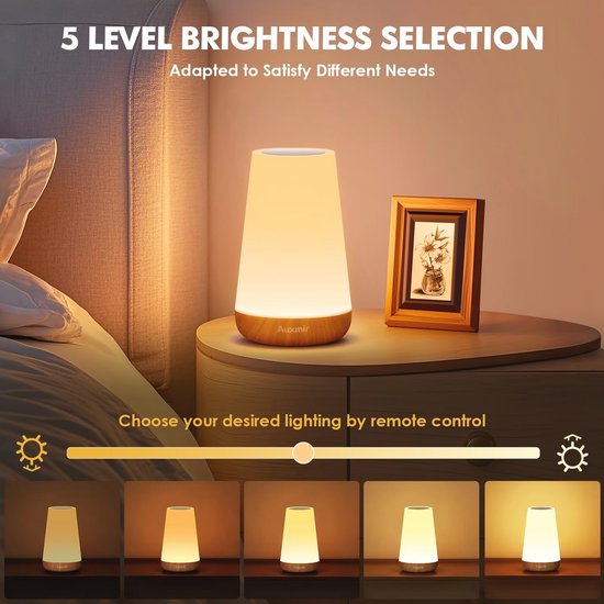 Bedlamp 2 Pack met 13 Kleuren en 5 Standen, Dimbaar Nachtlampje met Timer en Oplaadbare USB LED Tafellamp voor Slaapkamer — afbeelding 4