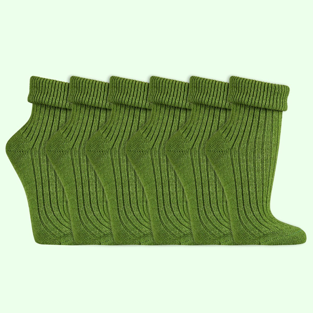 Wollen sokken | Dames sokken | 100% Natuurlijk | Kleur: Groen | 35-38 / 39-42 | 6 paar