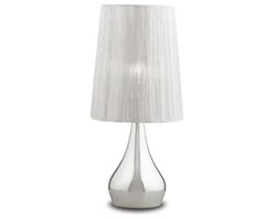 Tafellamp met metalen basis en geplooide organza lampenkap in chroom