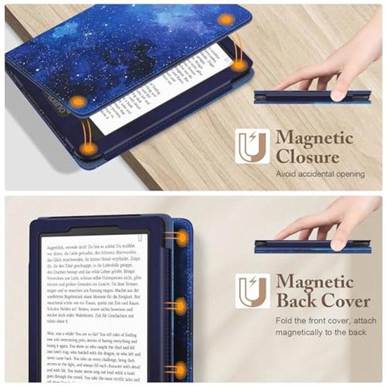 Fintie Case for Tolino Shine Color/Shine 5 (2024)/Shine 4 (2022) & Kobo Clara Colour/Clara BW(2024)/Clara 2E (2022) - Kickstand Cover with Card Compartment, Wristband and Auto Sleep/Wake Starry Sky van Merkloos — afbeelding 4