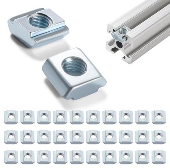 30 Stuks M5 T-Slot Moeren 20 Serie voor 6 mm Sleuf - Schuifmoeren voor