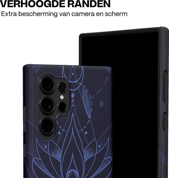 Casetastic Hoesje Geschikt voor Samsung S24 Ultra - Stijlvolle Beschermende Duo-layer Case - Lotus Nacht