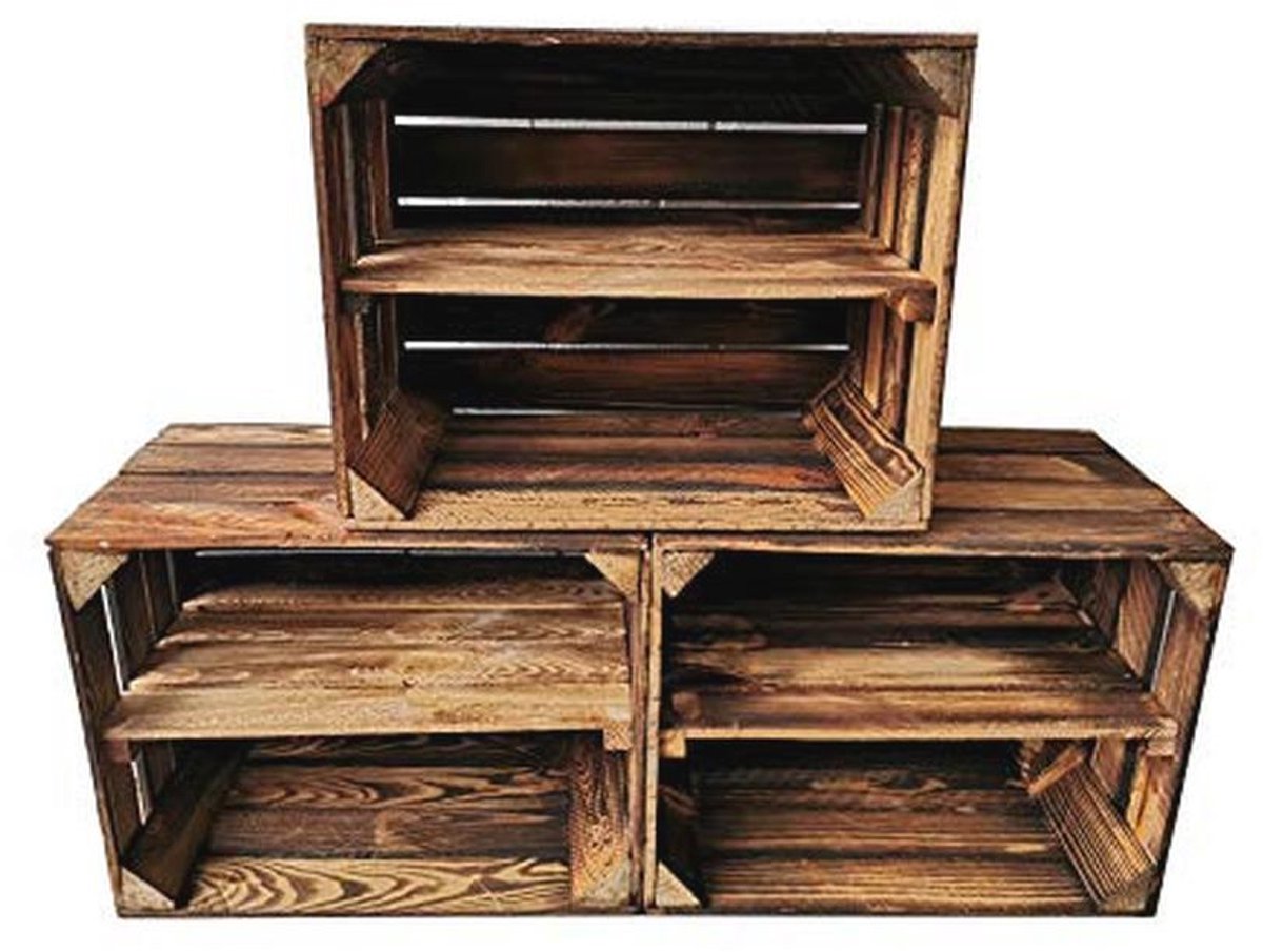 Gevlamde houten fruitkisten 50 x 40 x 30 cm - Perfect voor meubelbouw en decoratie
