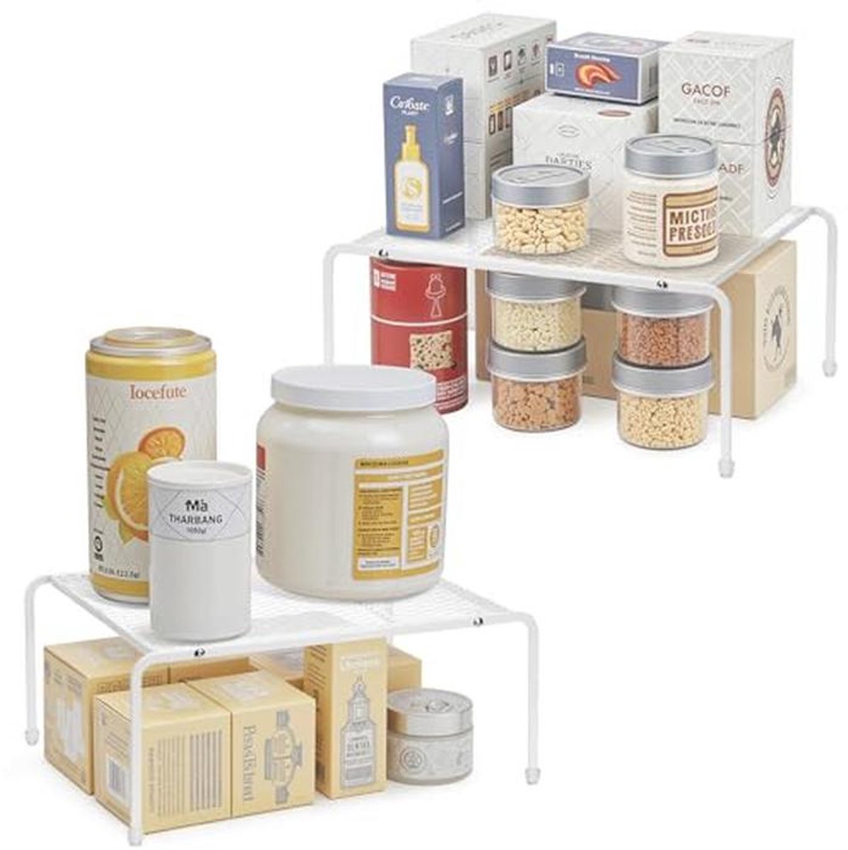 Metalen Draad Opslag Plank Insert Rack Set van 2 voor Keuken en Kasten